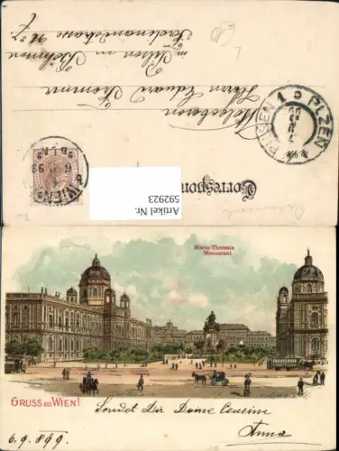 592923,Litho Wien Innere Stadt Maria-Theresia-Monument Museen 1899 Vienna
