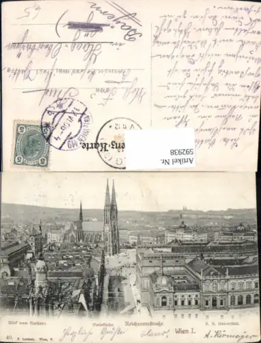 592938,Wien Innere Stadt Blick v. Rathaus Votivkirche Universität Vienna