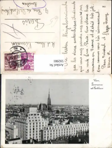 592981,Foto Ak Wien Innere Stadt Panorama m. Hochhaus Vienna