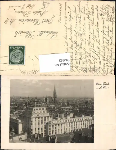 592983,Foto Ak Wien Innere Stadt Totale m. Hochhaus Vienna