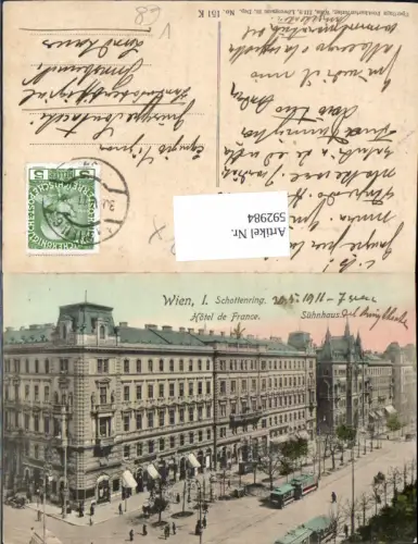 592984,Wien Innere Stadt Schottenring Hotel de Franche Sühnhaus Straßenbahn Vienna pub Sperlings 151 K
