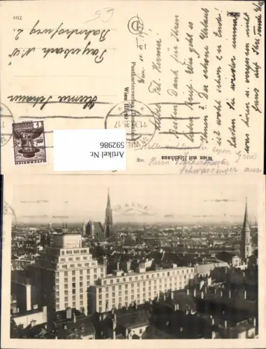 592986,Foto Ak Wien Innere Stadt m. Hochhaus Vienna