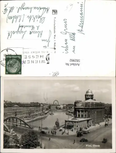 592992,Foto Ak Wien Innere Stadt Urania Brücke Schiff Dampfer Vienna