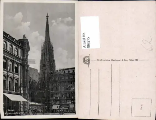 593275,Foto Ak Wien Innere Stadt Stephansdom Dom v. Graben Stock in Eisenplatz Vienna