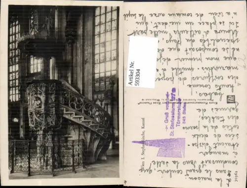 593304,Foto Ak Wien Innere Stadt Stephansdom Dom Stephanskirche Innen Kanzel Vienna