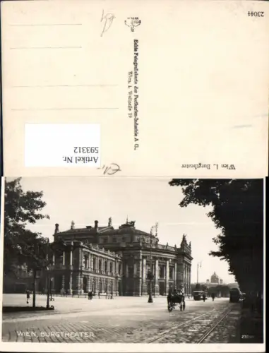 593312,Foto Ak Wien Innere Stadt Burgtheater Theater Kutsche Straßenbahn Vienna