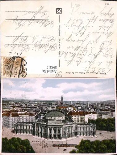 593317,Wien Innere Stadt Panorama v. Rathaus m. Burgtheater Theater Vienna