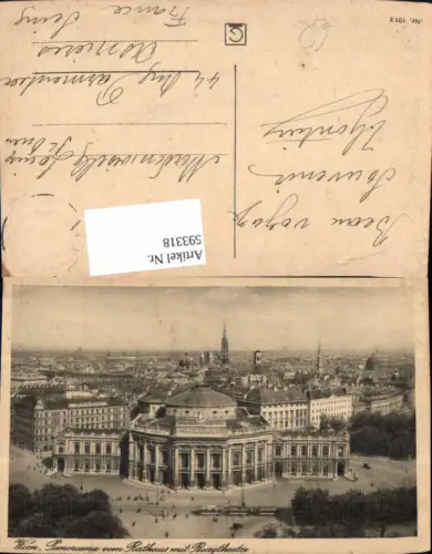 593318,Wien Innere Stadt Panorama v. Rathaus m. Burgtheater Theater Vienna