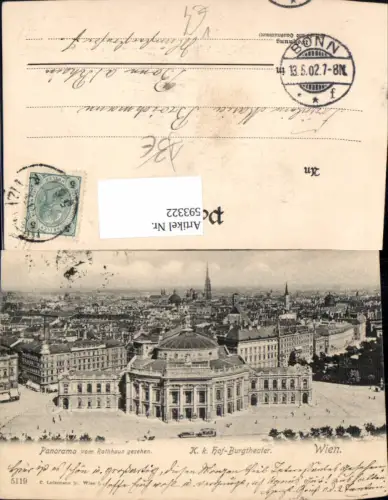 593322,Wien Innere Stadt Panorama v. Rathaus Burgtheater Theater Vienna pub C. Ledermann 5119