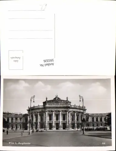 593326,Foto Ak Wien Innere Stadt Burgtheater Theater Straßenbahn Vienna