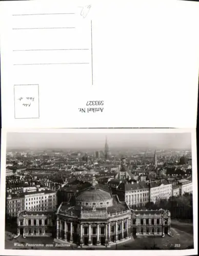 593327,Foto Ak Wien Innere Stadt Panorama v. Rathaus Burgtheater Theater Vienna