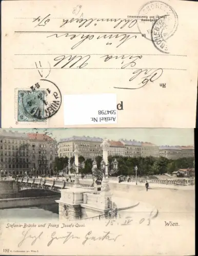594798,Wien Innere Stadt Stefanie-Brücke u. Franz Josefs-Kai Vienna pub C. Ledermann 192