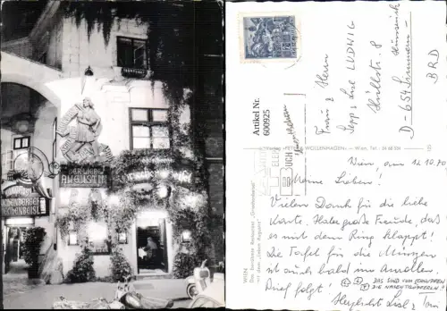 600925,Wien Vienna Innere Stadt Griechenbeisl m. d. Lieben Augustin