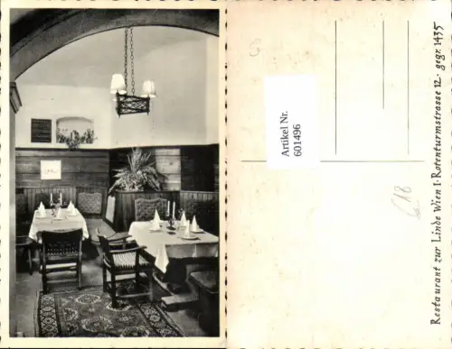601496,seltene Foto-AK Wien Restaurant zur Linde Rotenturmstrasse 12