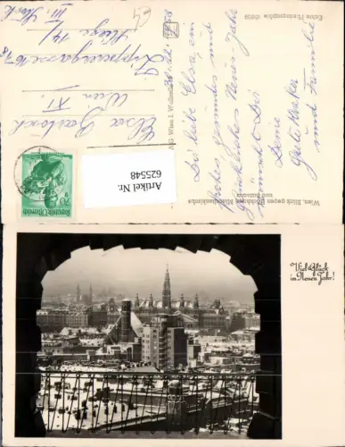625548,Foto Ak Wien Vienna Innere Stadt Blick geg. Hochhaus Minoritenkirche u. Rathaus Winter