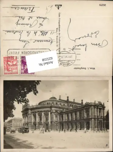 625558,Foto Ak Wien Vienna Innere Stadt Burgtheater Theater Straßenbahn