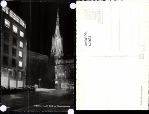 625652,Foto Ak Wien Vienna Innere Stadt Blick Stefanskirche Stephansdom b. Nacht