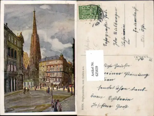 625659,Künstler Ak G. Ruep Wien Vienna Innere Stadt Stephanskirche v. Graben aus Stephansdom