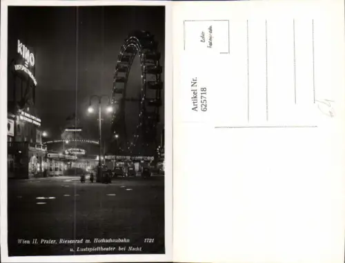 625718,Foto Ak Wien Vienna Leopoldstadt Prater Riesenrad Hochschaubahn b. Nacht