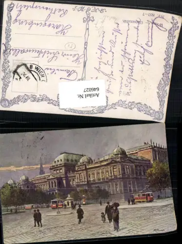 tolle Künstler AK R. Preuss Wien Universität Tram Straßenbahn b B.K.W.I. 857-7