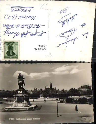 653294,Foto Ak Wien Vienna Innere Stadt Heldenplatz geg. Rathaus Reiterdenkmal
