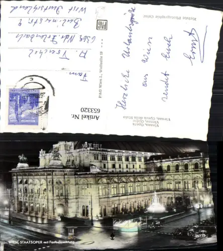 653320,Foto Ak Wien Vienna Innere Stadt Oper Opera Staatsoper mit Festbeleuchtung