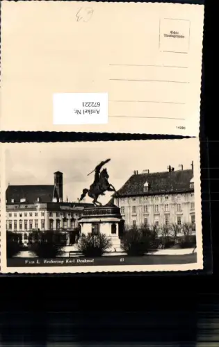 672221,Foto Ak Wien Vienna Innere Stadt Erzherzog Karl Denkmal