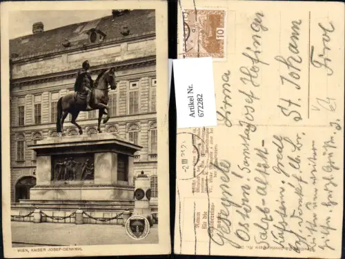 672282,Wien Vienna Innere Stadt Kaiser Josef-Denkmal Reiterdenkmal pub Dt. Schulverein 206