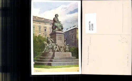 672288,Künstler Ak R. Preuss Wien Vienna Innere Stadt Beethoven-Denkmal pub B.K.W.I. 854/5