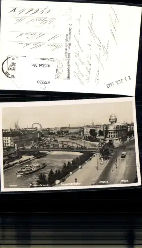 672330,Foto Ak Wien Vienna Innere Stadt Donaukanal Aspernbrücke Urania Feldpost 09664V