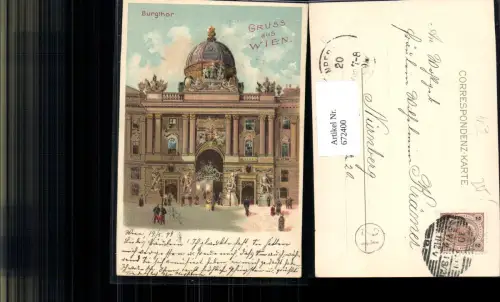672400,Litho Wien Vienna Innere Stadt Burgthor Burgtor