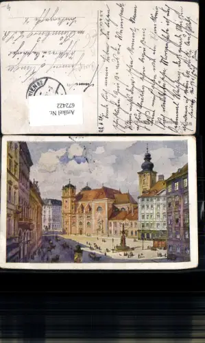 672422,Künstler Ak Ruep Wien Vienna Innere Stadt Freyung mi Schottenkirche