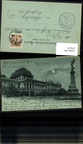 673173,Mond Lithographie Gruss aus Wien Universität 1899