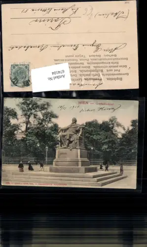 674104,Wien Göthedenkmal pub Lederer e Popper 1129 handcolorierte Künstlerkarte