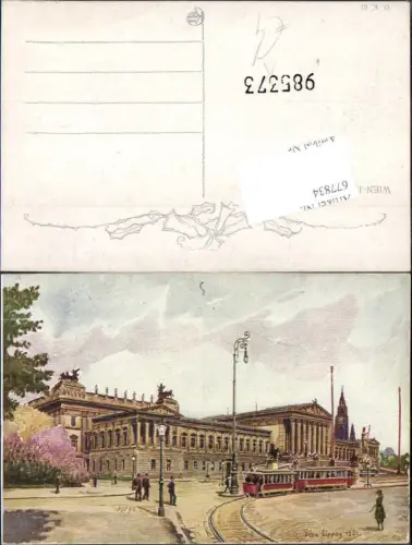 677834 Künstler AK Geza Lippay Wien Parlament Straßenbahn Tram pub Kilophot