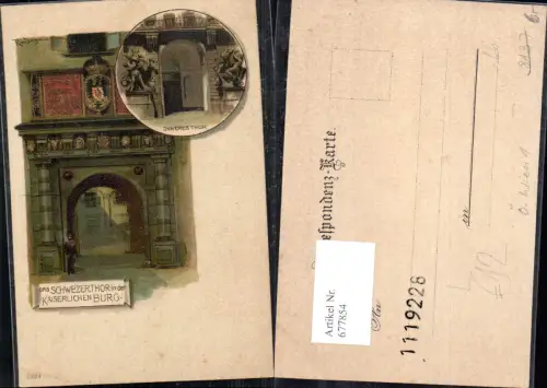 677854 Künstler AK Lithographie Rosenberger sign. Wien Schweizerthor Burg