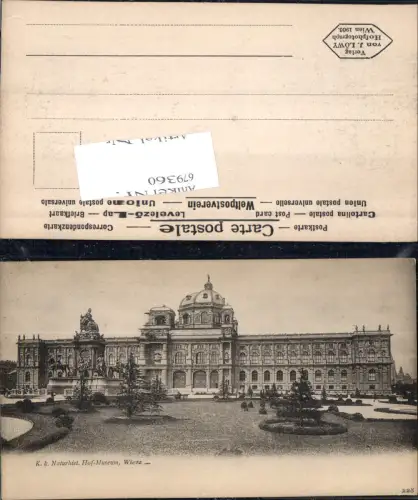 679360 Wien K. K. Naturhistorisches Museum außen pub Löwy 228