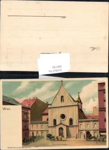 680180 Künstler Lithographie Wien Kapuzinerkirche Kutsche pub Karl Stücker 7249