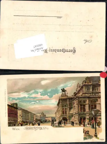 680187 Künstler Lithographie E. Czech Wien Oper Hofoper Opernring