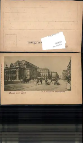 680201 Wien Oper Hofoper Kärntnerstrasse Kutsche Pferdetram Tram 1900