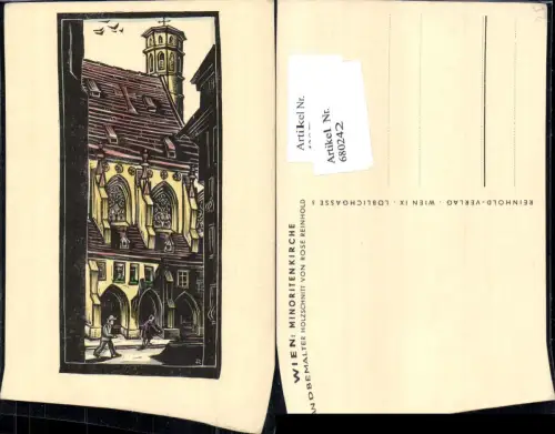 680242 handbemalter Holzschnitt Scherenschnitt Wien Minoritenkirche