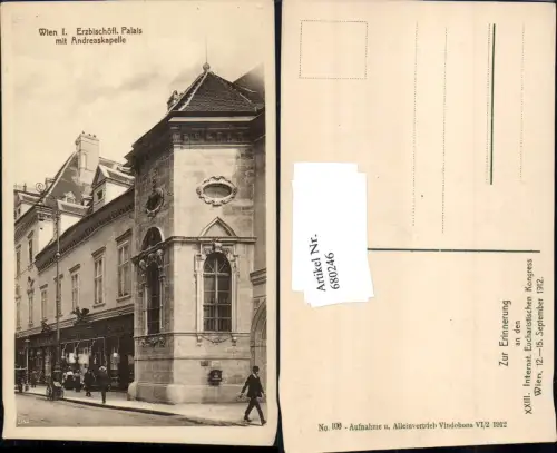 680246 Wien Erzbisch. Palais Andreaskapelle Intern. Eucharistischer Kongress 1912
