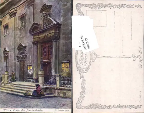 680247 Künstler AK Ernst Graner Wien Portal Jesuitenkirche pub B.K.W.I. 185-1