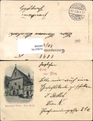 680308 Gruss aus Wien Kapuzinerkirche Gruft Kutsche Stp. Zwickau Sachsen