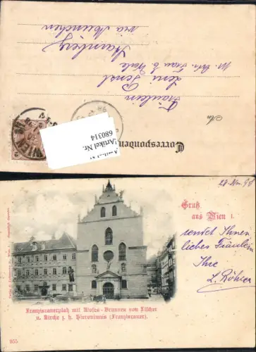 680314 Gruss aus Wien Franziskanerplatz Moses Brunnen pub Ledermann 955
