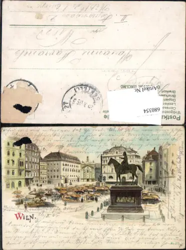 680354 Lithographie Wien Am Hof 1905