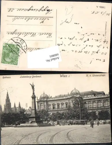 680801 Wien Universität Liebenberg Denkmal Rathaus Straßenbahn pub Ledermann 7935 A