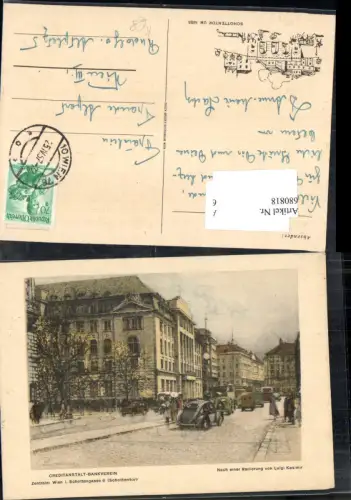 680818 Künstler AK Radierung Luigi Kasimir Wien Creditanstalt Bankverein Schottentor