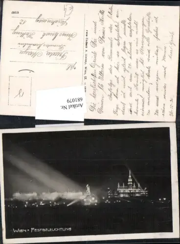 681079 Wien Innere Stadt Rathaus bei Nacht Festbeleuchtung
