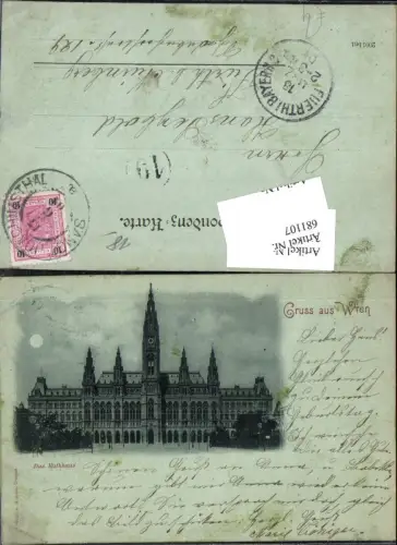 681107 Mond Lithographie Wien Innere Stadt Rathaus pub Römmler e Jonas
